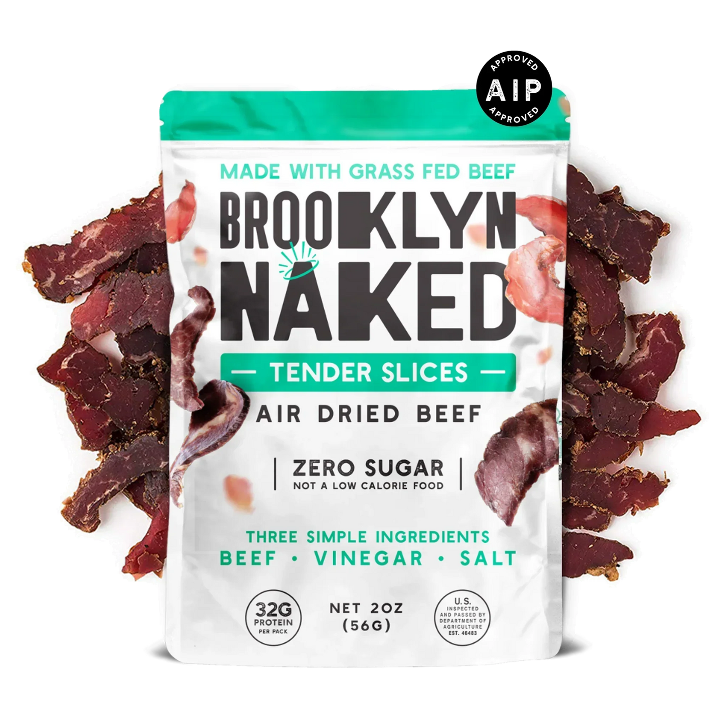 Brooklyn Biltong Grass Fed Tender Naked Sliced Jerky, 2 oz