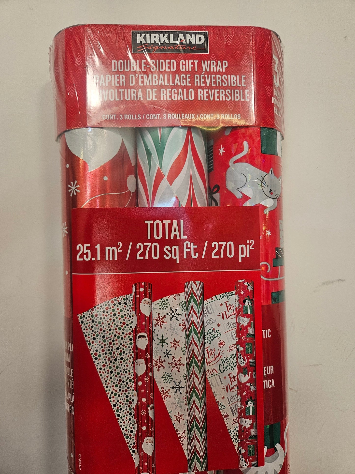 Kirkland Double Sided Gift Wrap 3 Rolls 270 sq ft