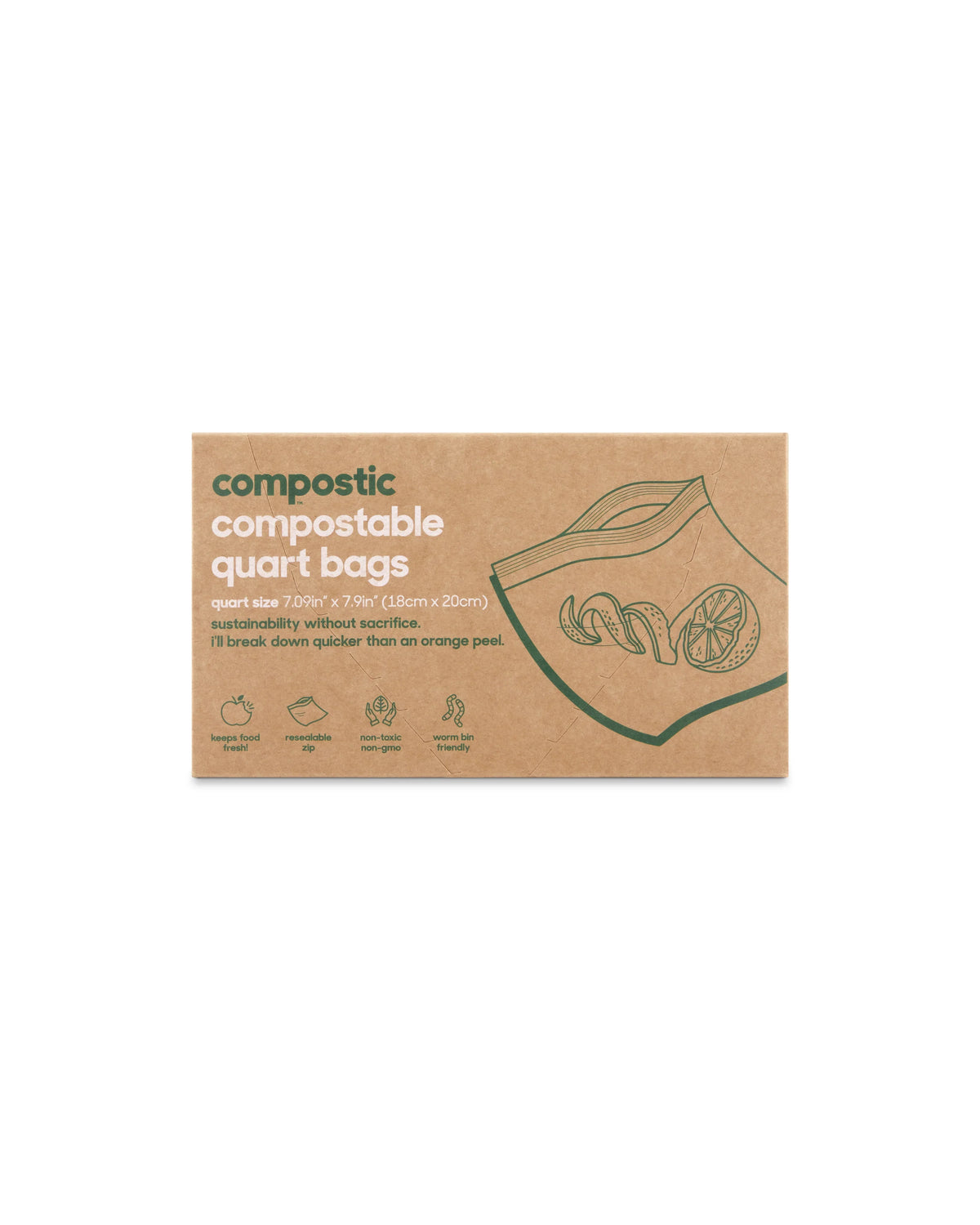 Compostic Compostable Quart Bags, 20 Count
