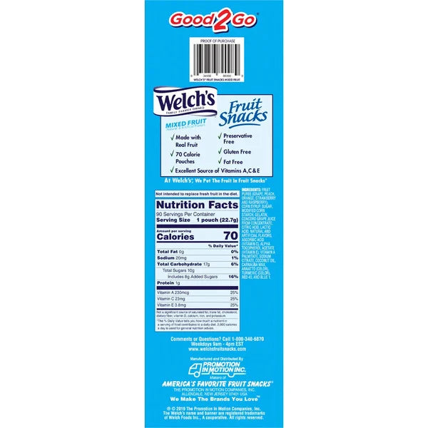Welch's Mixed Fruit Snacks, 90 Count