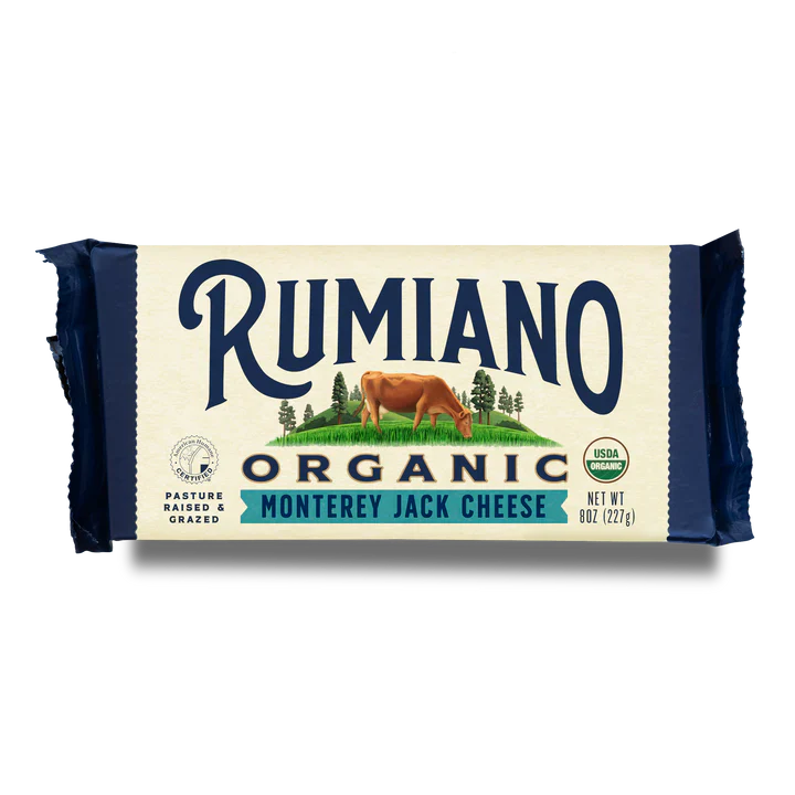 Rumiano Organic Monterrey Jack Cheese Bar, 8 oz