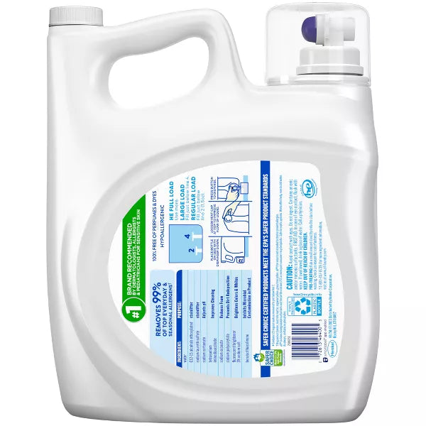 All Liquid Laundry Detergent Free Clear for Sensitive Skin, 123 Loads