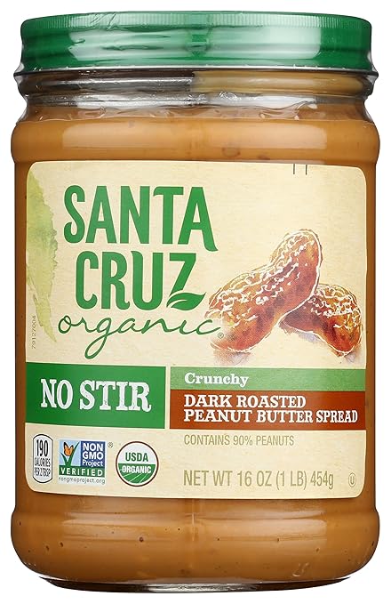 Santa Cruz Organic No Stir Dark Roasted Crunchy Peanut Butter, 16 oz