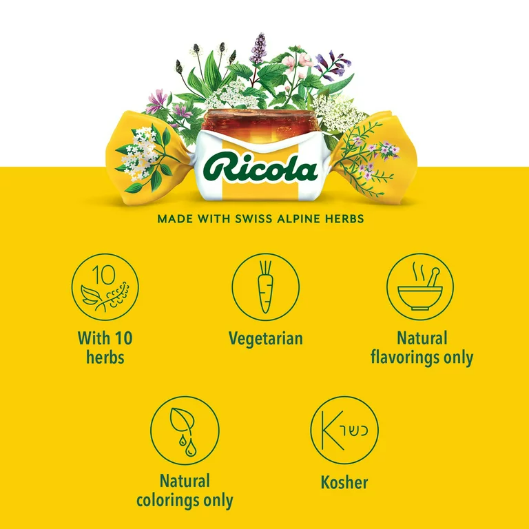 Ricola Cough Drops Soothing Relief for Dry Sore Throat Original Herb, 45 Count