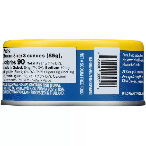 Wild Planet Skipjack Wild Tuna No Salt Added, 5 oz