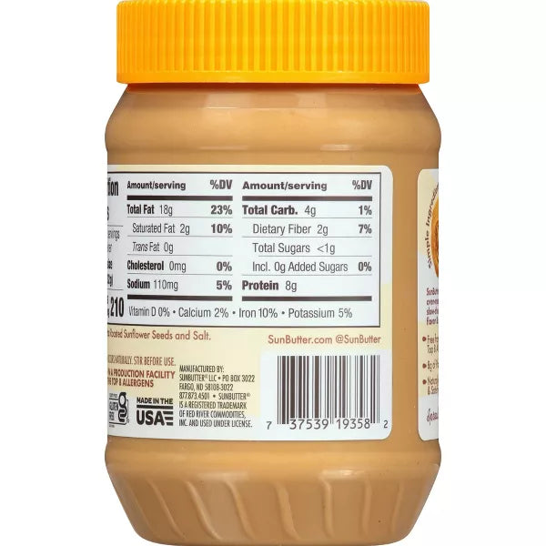 SunButter Natural No Sugar Added Sunflower Butter, 16 oz