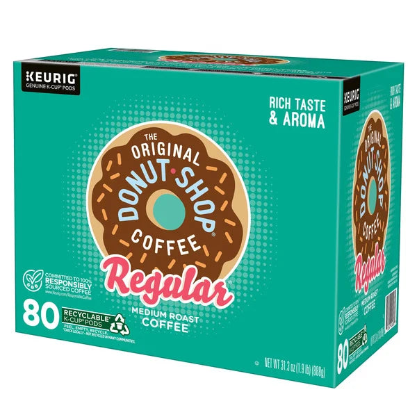 The Original Donut Shop Regular Medium Roast K-Cup Coffee, Regular Medium Roast, 80 ct