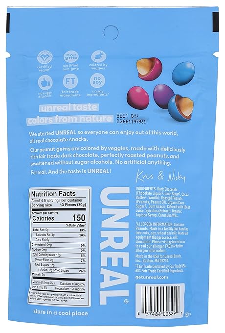 UNREAL Dark Chocolate Peanut Gems, 5 oz