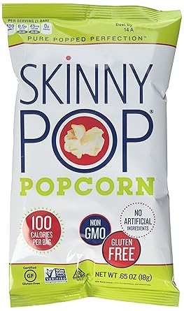 Skinny pop Organic Popcorn 28 ct, .65 oz