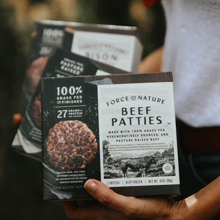 Force of Nature Beef Patties Grass-fed, 10 oz