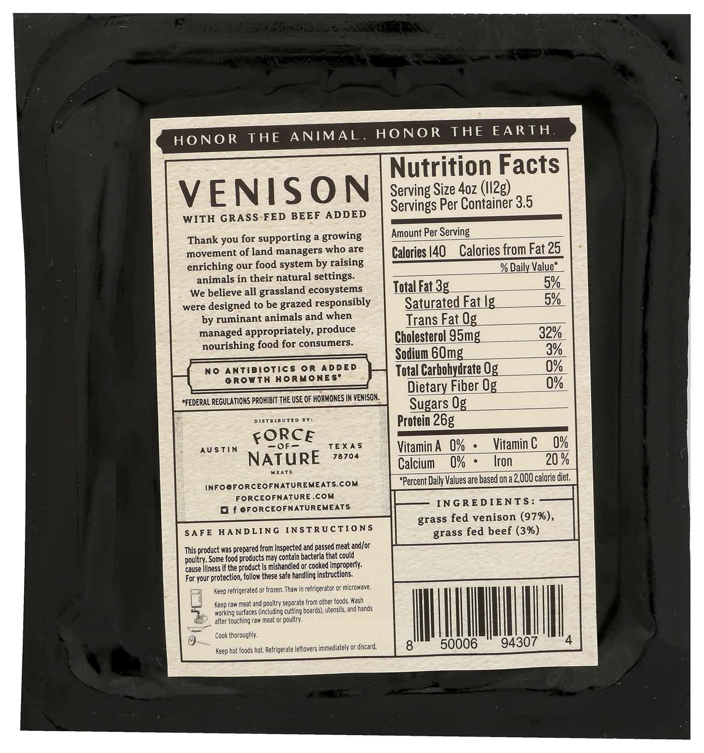 Force of Nature Ancestral Blend Ground Venison, 14 oz