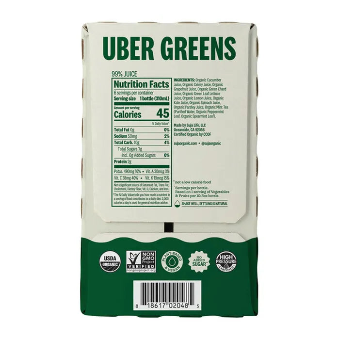 Suja Essentials Organic Uber Greens 6 ct, 10.5 oz