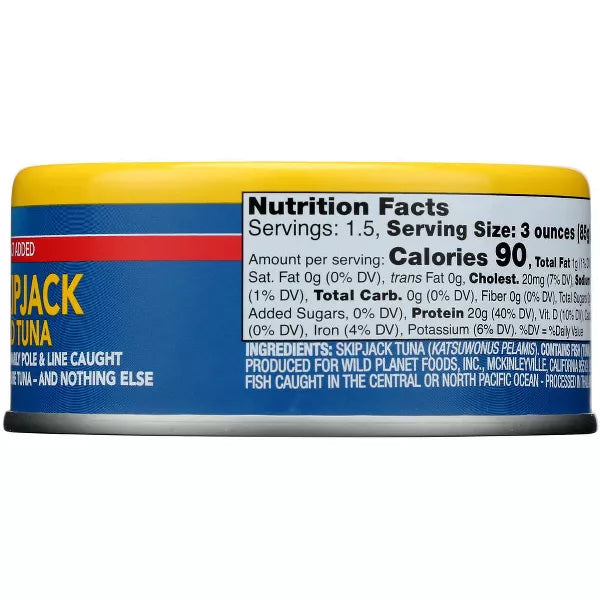 Wild Planet Skipjack Wild Tuna No Salt Added, 5 oz