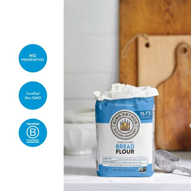 King Arthur Baking Company Unbleached Bread Flour Non-GMO Project Verified, 5 lb.
