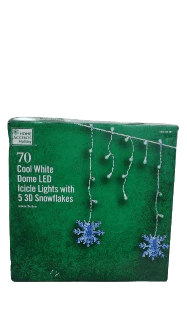 Home Accents Holiday Cool White Christmas LED Dome Icicle Lights with Snowflakes