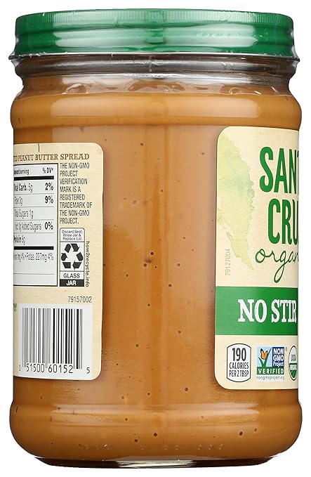 Santa Cruz Organic No Stir Dark Roasted Crunchy Peanut Butter, 16 oz