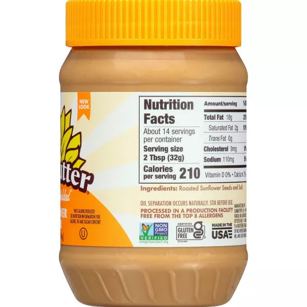 SunButter Natural No Sugar Added Sunflower Butter, 16 oz