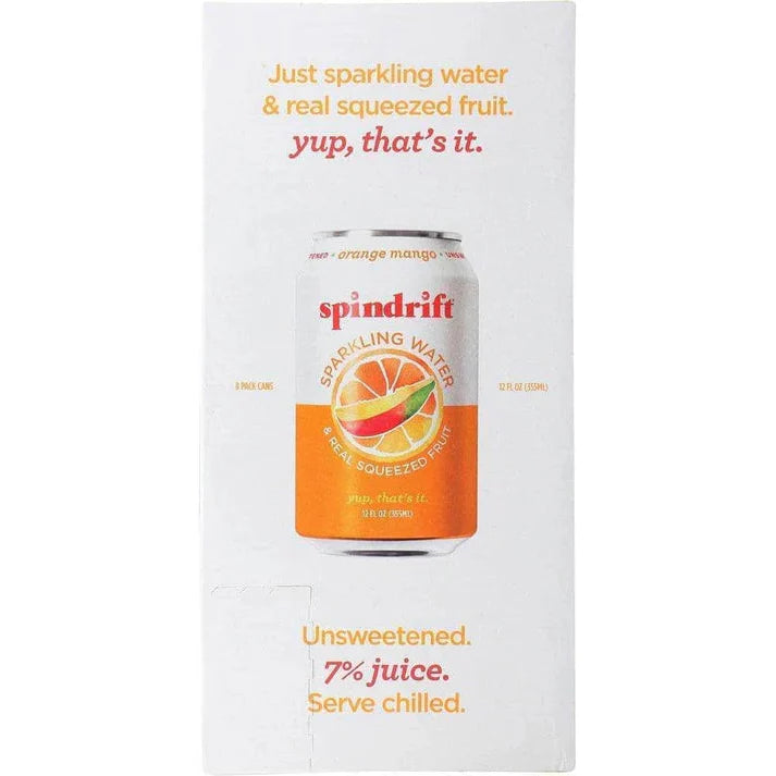 Spindrift Orange Mango Sparkling Water, 8 Count