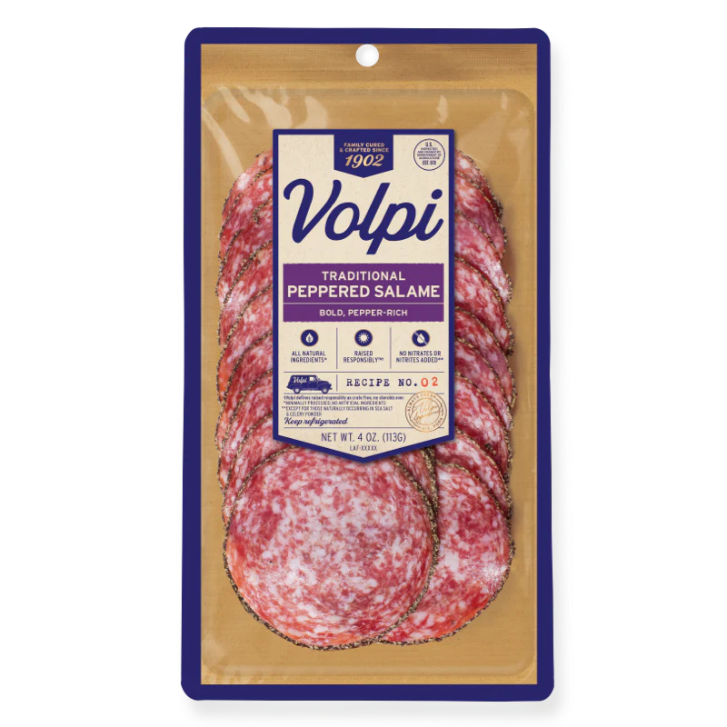 Volpi Sliced Peppered Salami, 4 oz
