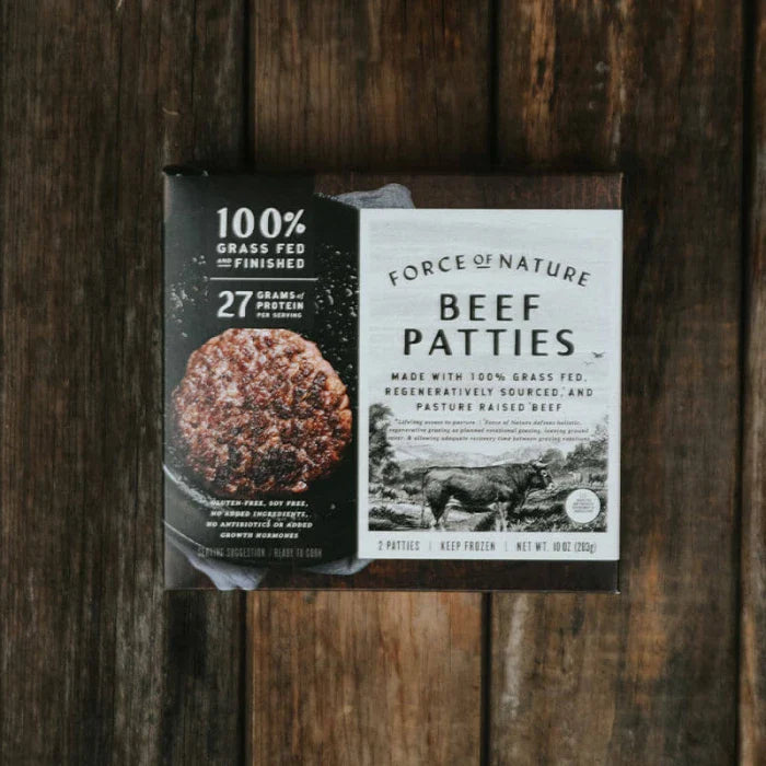 Force of Nature Beef Patties Grass-fed, 10 oz