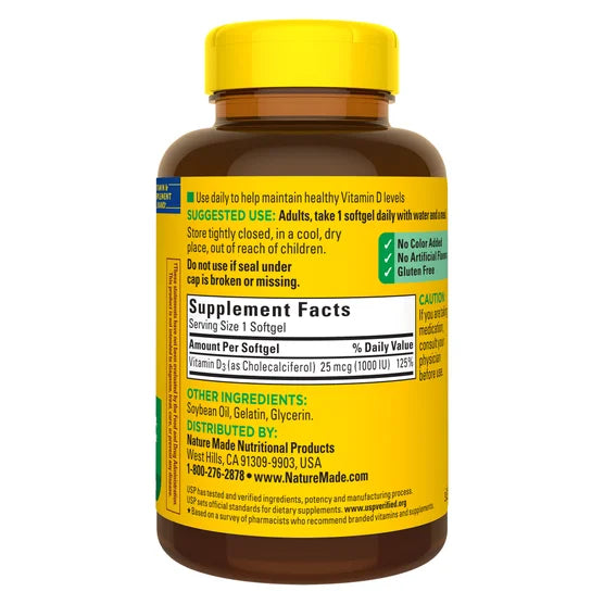 Nature Made Vitamin D3 25 mcg., 650 Softgels