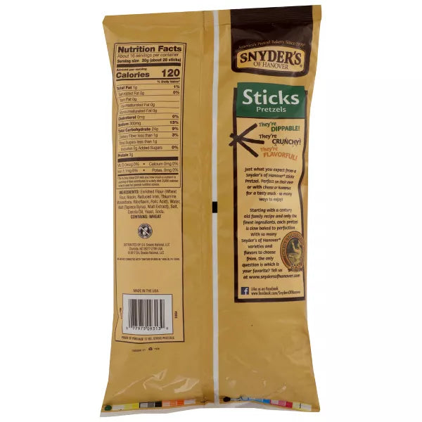 Snyder's of Hanover Family Size Pretzel Sticks, 17 oz