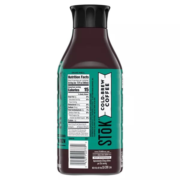 SToK Bold & Smooth Un-Sweet Black Cold Brew Coffee, 48 oz