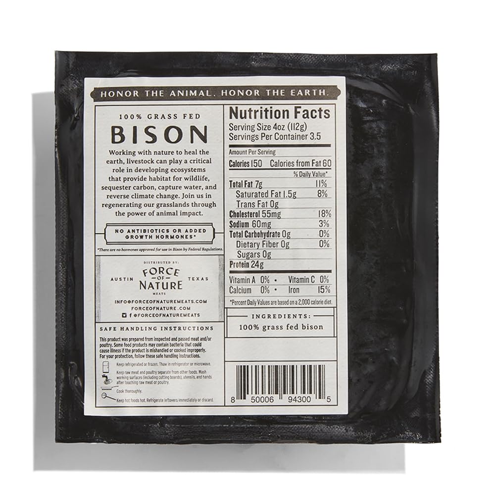 Force Of Nature Meats 100% Grass Fed, Regenerative Bison Grind, 14 oz