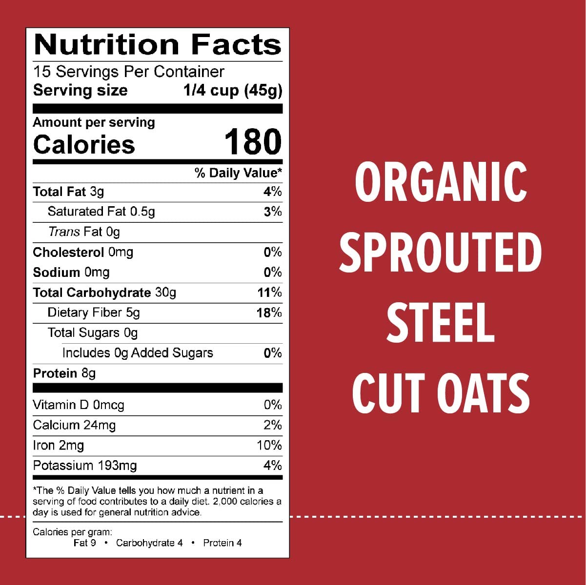 One Degree Organic Sprouted Steel Cut Oats, 24 oz