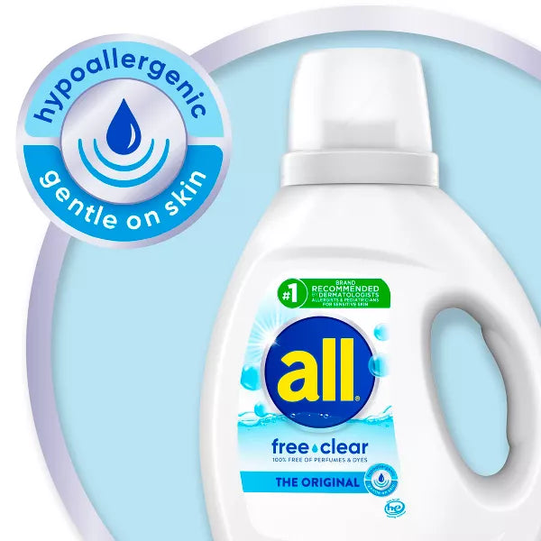 All Liquid Laundry Detergent Free Clear for Sensitive Skin, 123 Loads