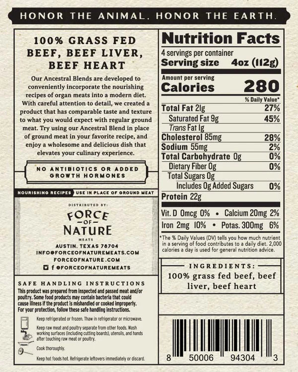 Force of Nature Ground Beef Ancestral Blend, 16 oz