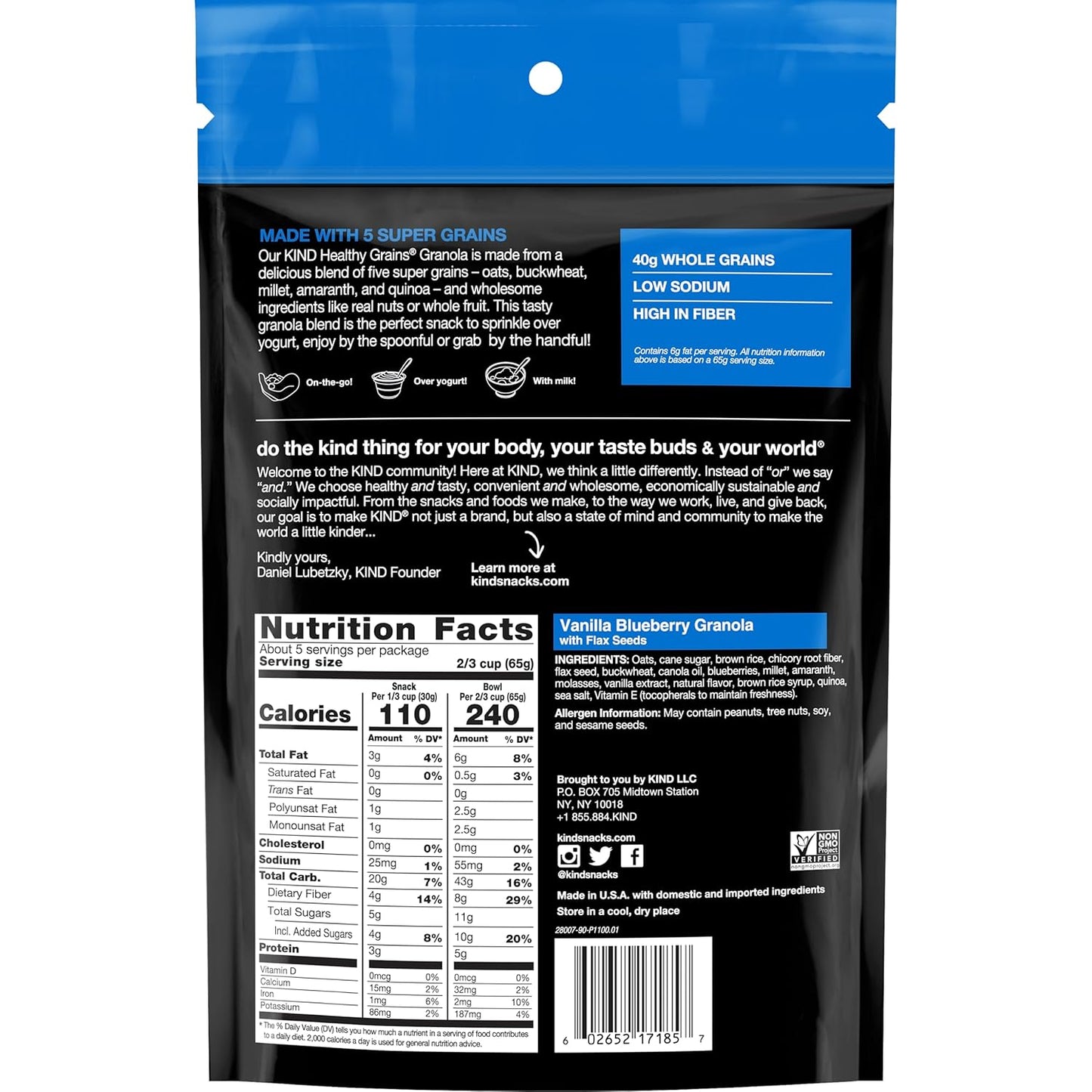 KIND Healthy Vanilla Blueberry with Flax Seeds Clusters, 11 oz