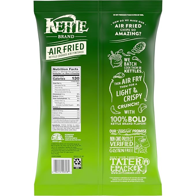Kettle Party Sized Air Fried Jalapeno Potato Chips, 11.25 oz