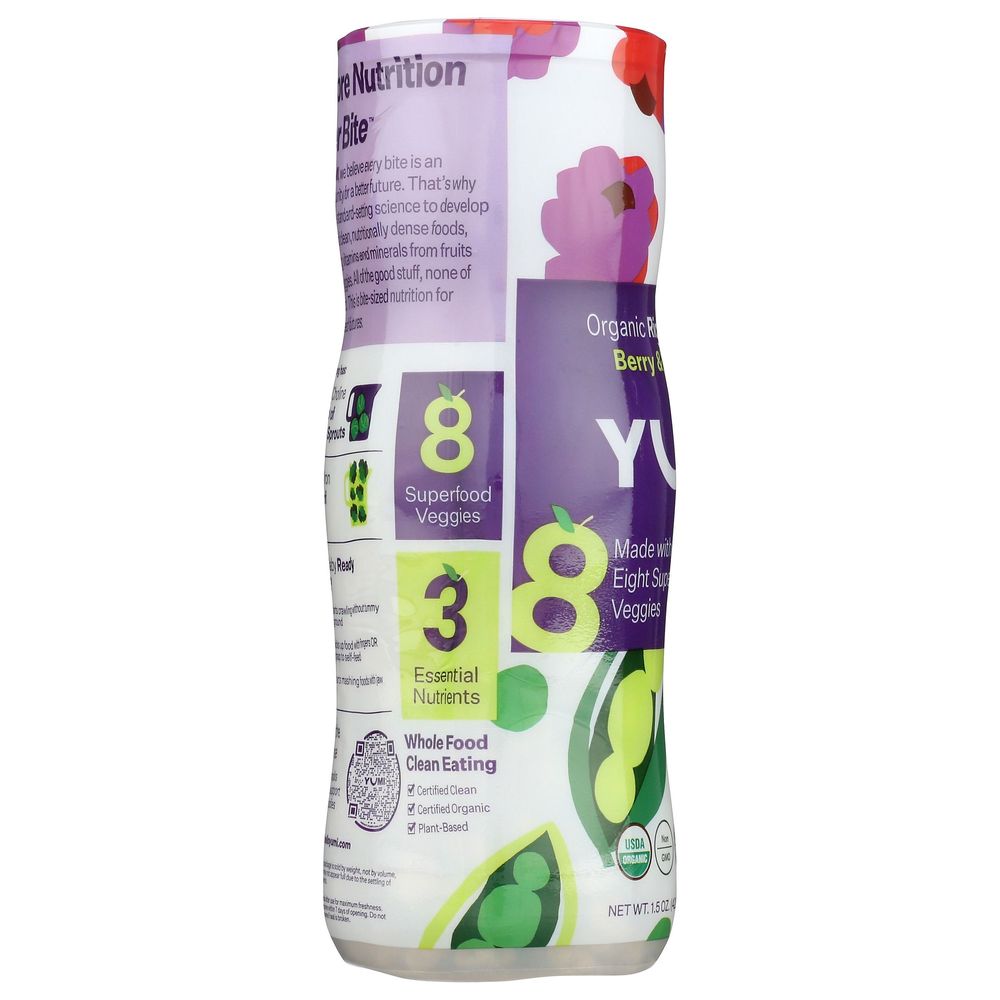Yumi Organic Berry Sweet Pea Rice Free Puffs, 1.5 oz
