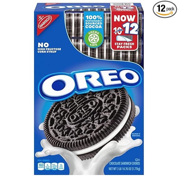 OREO Chocolate Sandwich Cookies Stay Fresh Packs, 12 ct