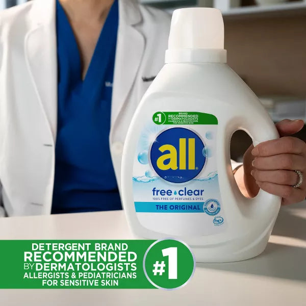 All Liquid Laundry Detergent Free Clear for Sensitive Skin, 123 Loads