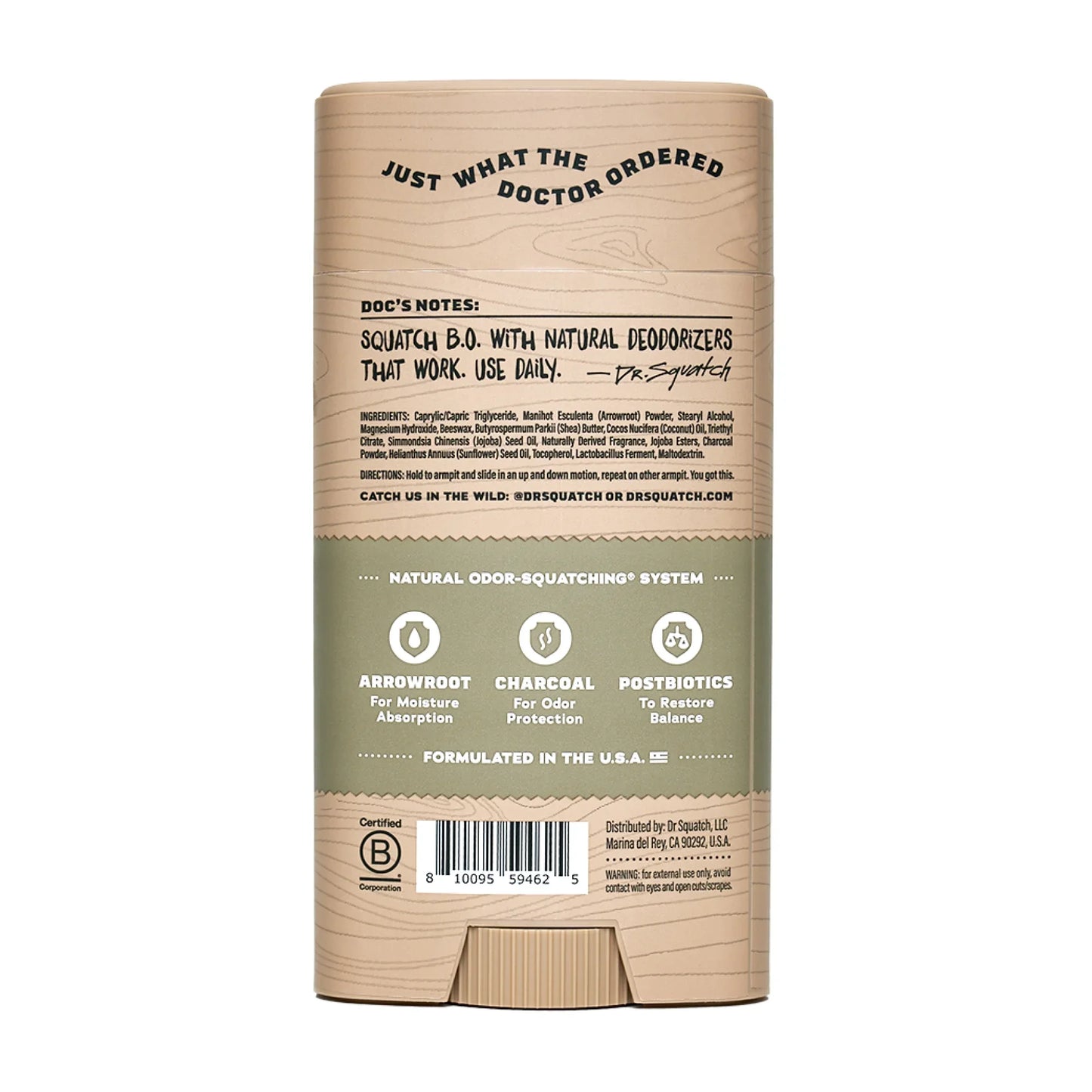 Dr. Squatch Birchwood Breeze Natural Deodorant Aluminum Free Deodorant for Men, 2.65 Oz