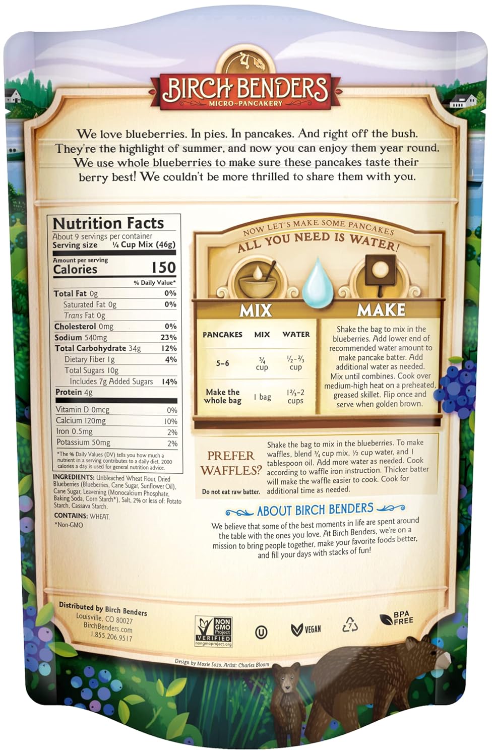 Birch Benders Blueberry Pancake Waffle Mix, 14 oz