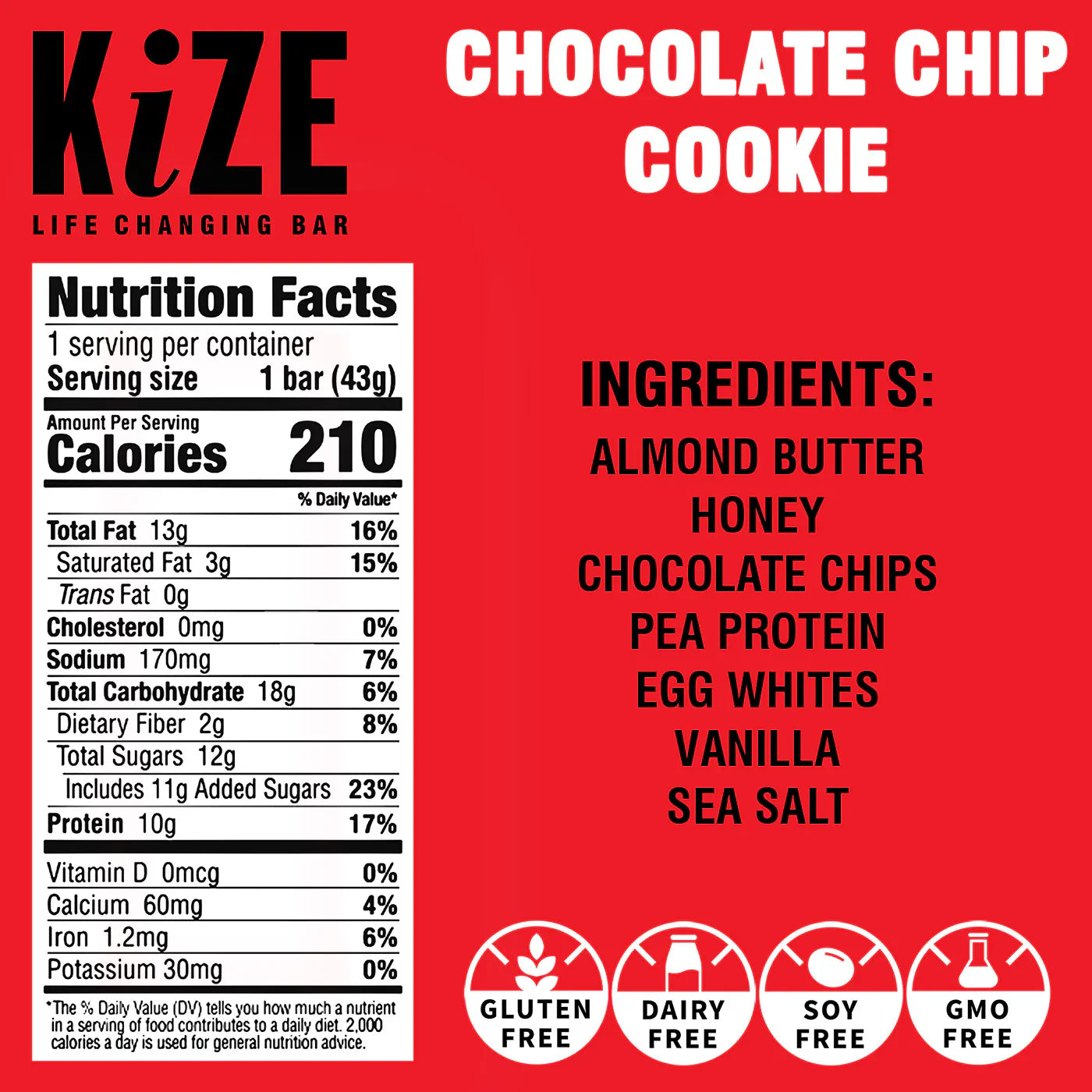 Kize Chocolate Chip Cookie Bar 1.5 oz