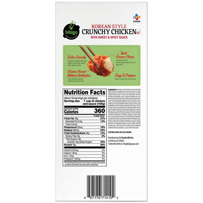 Bibigo Korean Style Crunchy Chicken Sweet and Spicy Sauce, 56 oz