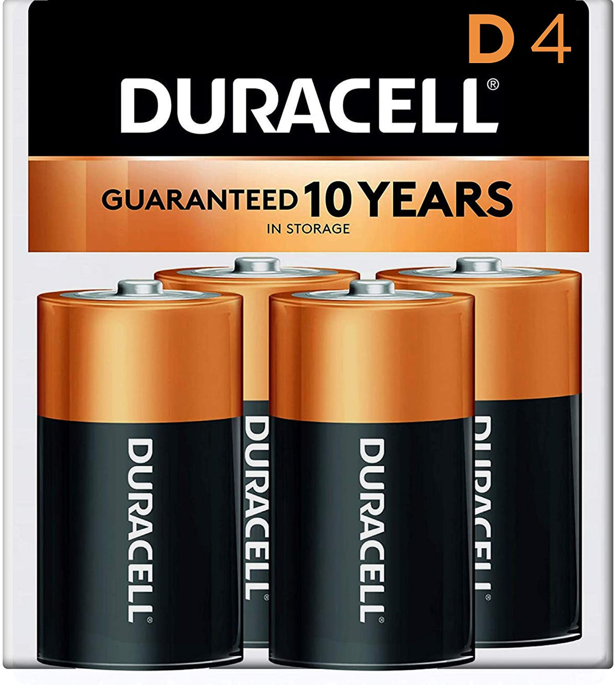 Duracell Coppertop D Battery, 4 Count