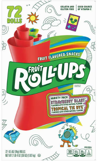 Fruit Roll-Ups Variety Pack 72 Count, .5 oz