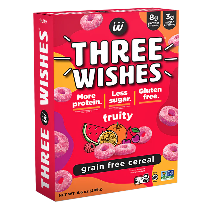 Three Wishes Cereal Fruity, 8.6 oz