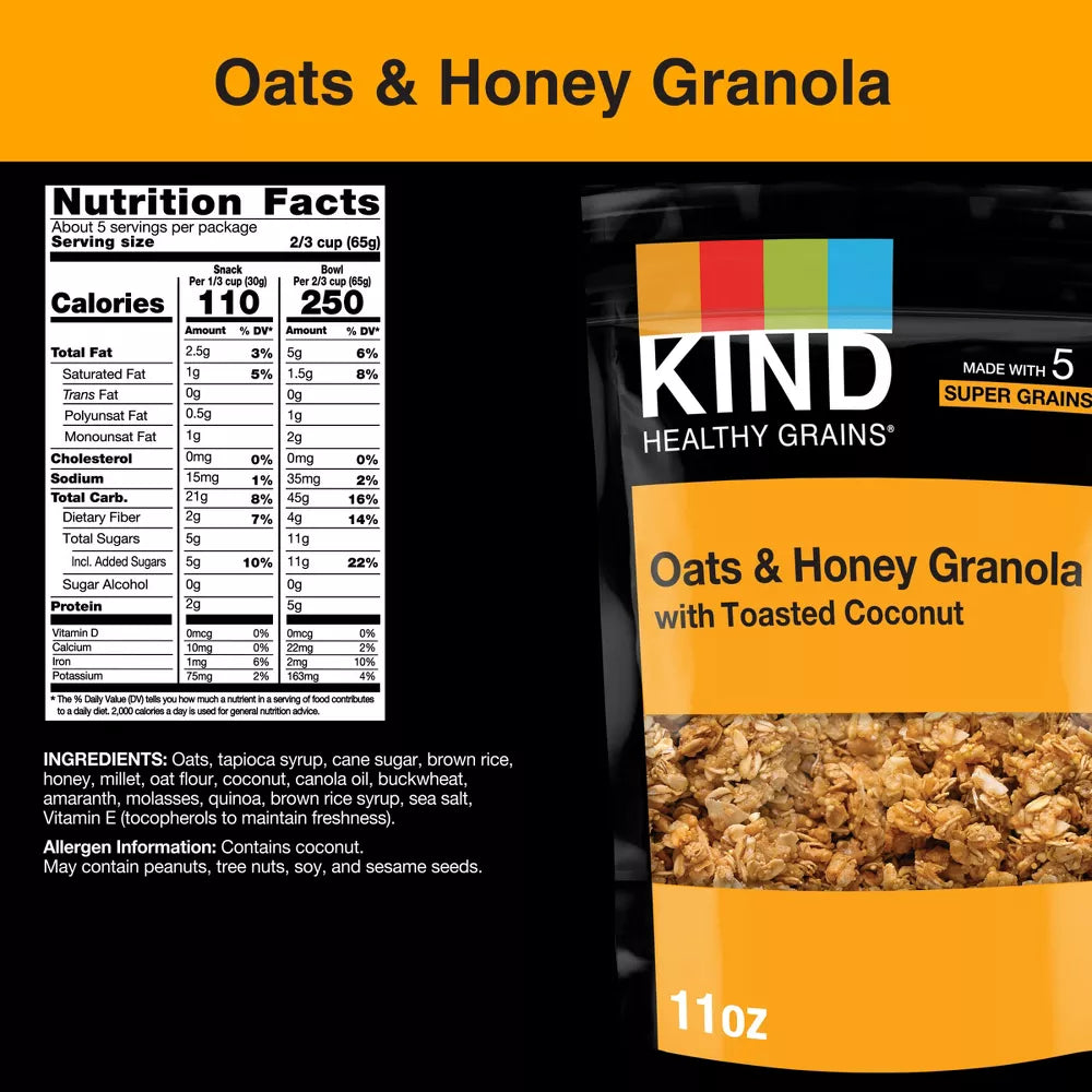 KIND Healthy Grains Oats & Honey Clusters, 11 oz