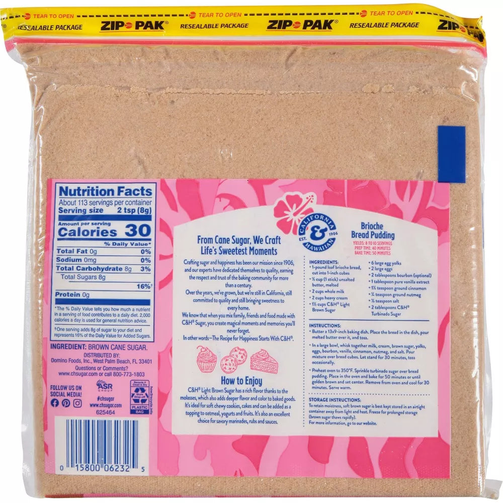 C&H Premium Pure Cane Light Brown Sugar, 32 oz