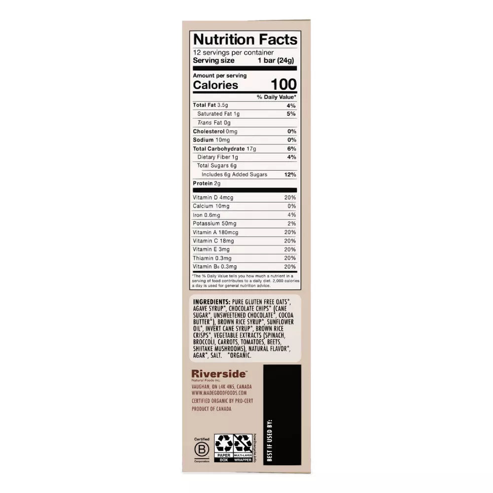 MadeGood Chocolate Chip Granola Bars, 10.2 oz