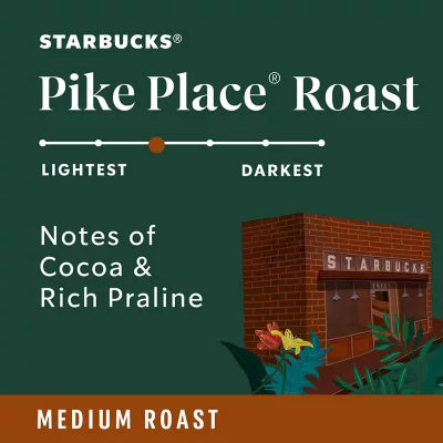Starbucks Medium Roast K-Cup Coffee Pods Pike Place, 72 Count