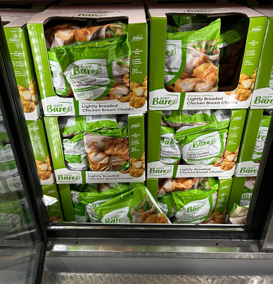 Just Bare Lightly Breaded Chicken Breast Chunks, Boneless Skinless, 4 lbs