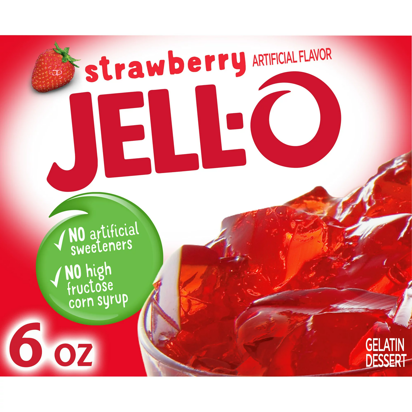 JELL-O Strawberry Artificially Flavored Gelatin Dessert Mix, 6 oz