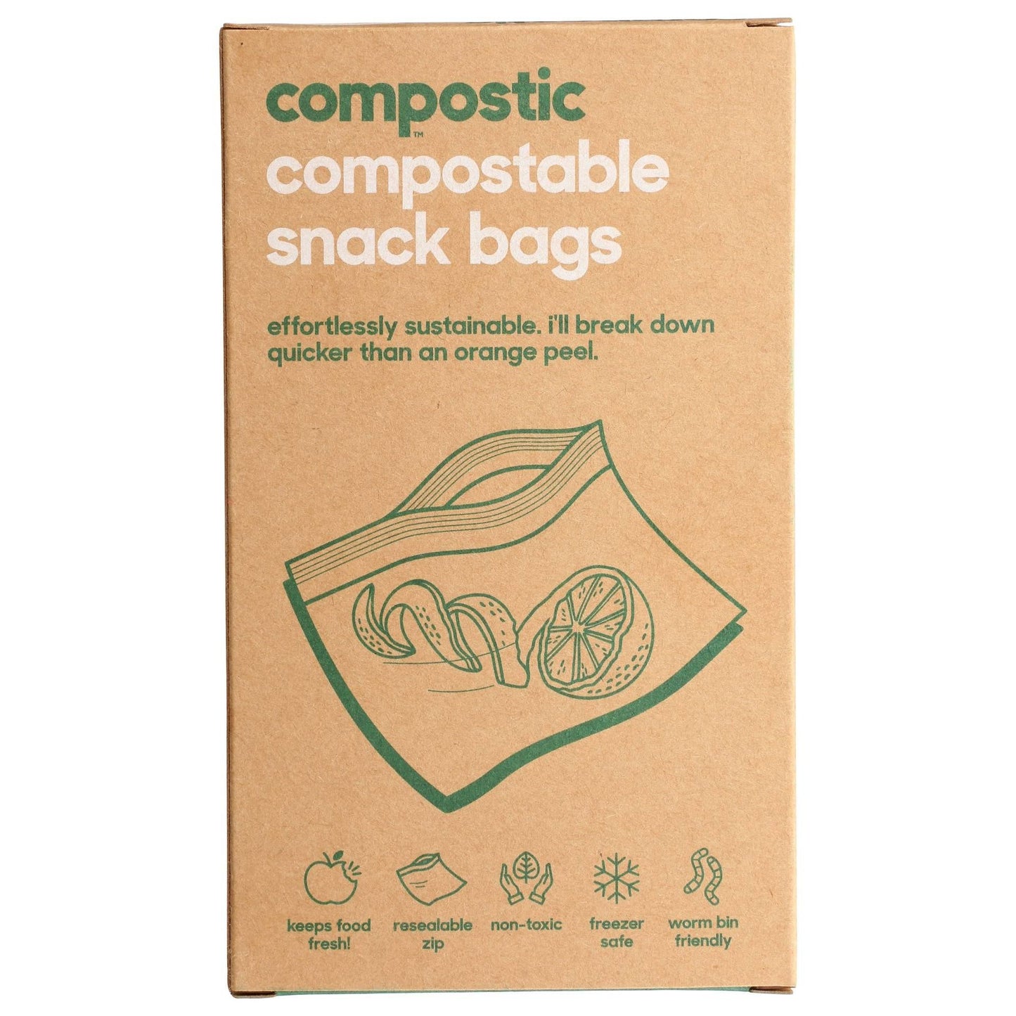 Compostic Compostable Snack Bags, 25 Count